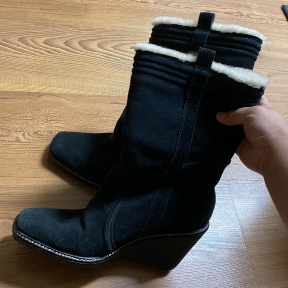 COLE HAAN waterproof Wedge Suede Lined Sherpa On Shaft Mid-Calf Boots - Picture 9 of 12